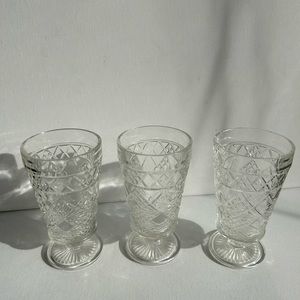 Hazel Atlas Clear Big Top Peanut Butter Glasses Set of Three